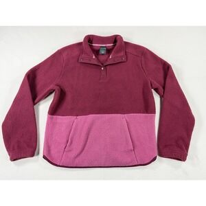 Tek Gear Snap Front Sherpa Fleece Pullover Pink Color Block Pocket Women's M